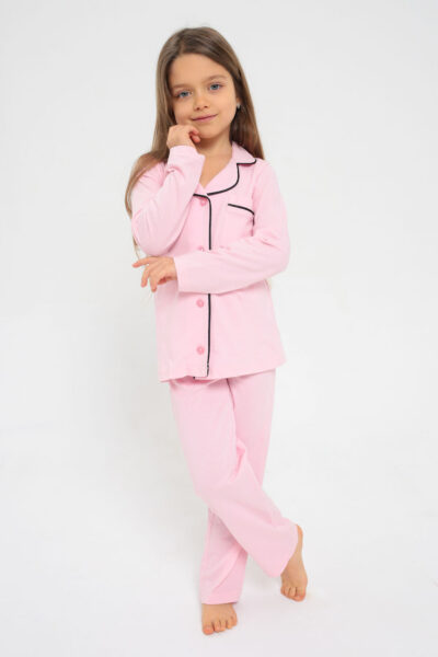 Пижама детская розовая с кантом
